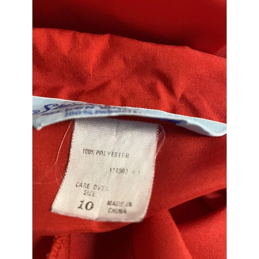 VTG Ship’n Shore Silken Wonder Solid Red Long Sleeve Button Up Blouse 10